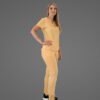 Skinny Scrub Pants Multi Pocket Top Soft Yellow - SET - Image 3