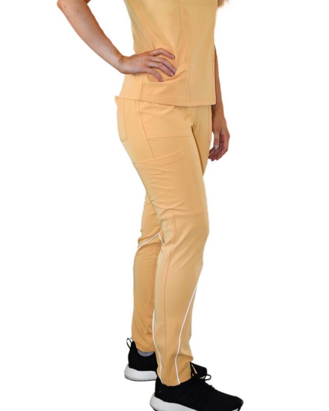 Skinny Scrub Pants Multi Pocket Top Soft Yellow - SET - Image 2