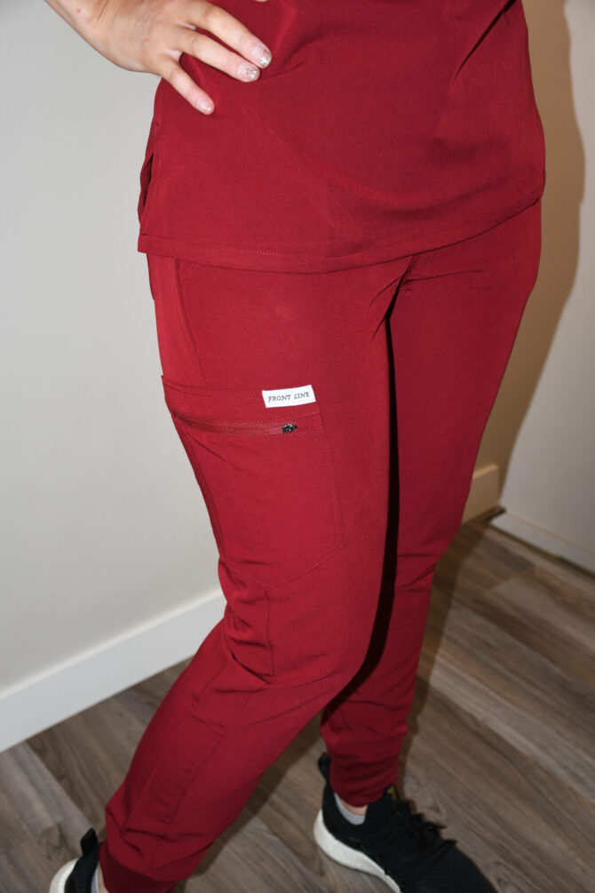 Jogger Style  Multi Pocket Top Burgandy- SET - Image 3