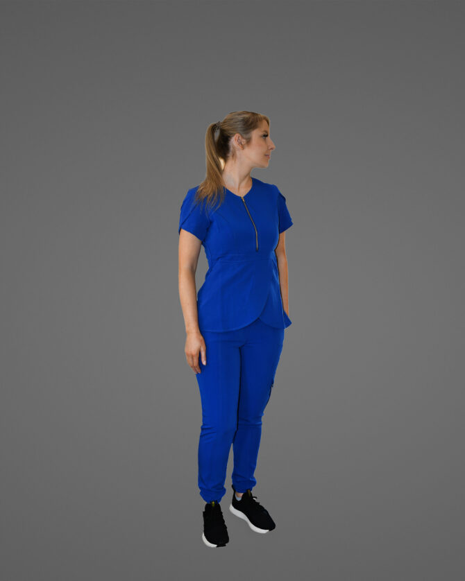 Jogger Pants  Multi Pocket Top Royal Blue- SET - Image 3